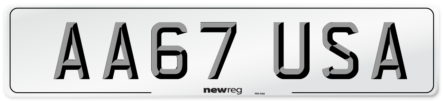 AA67 USA Number Plate from New Reg